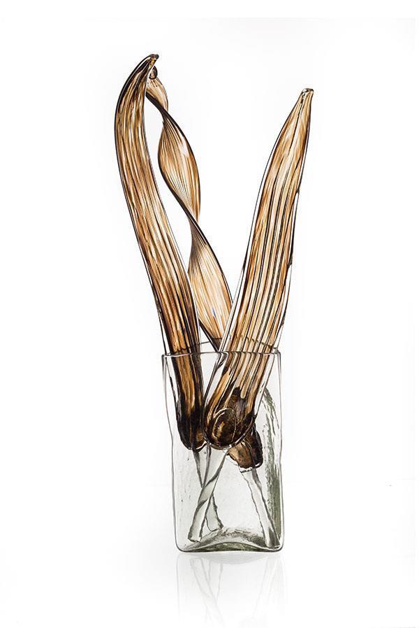 GLASS LEAVES S/3 CHOCOLATE - Worldly Goods Too
