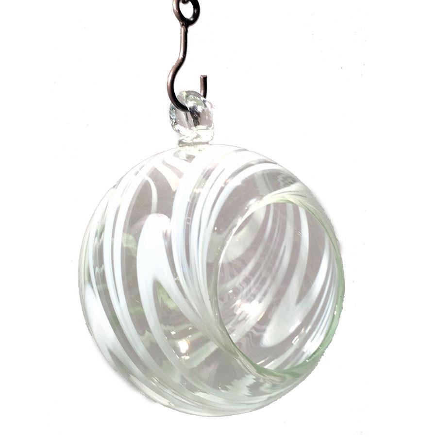 6" BIRDHSE.W/CHAIN-PEARL SWIRL - Worldly Goods Too