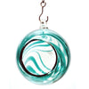 6" BIRDHSE.W/CHAIN-TEAL SWIRL - Worldly Goods Too