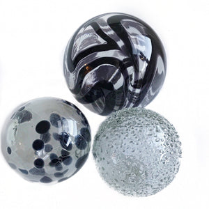 Glass Balls SPHERE SET/3-BLACK - Worldly Goods Too