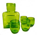 5 Piece Beverage Set - Decanter & 4 Rocks Glasses - Lime - Worldly Goods Too