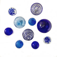 COBALT GLASS BALLS WALL SPHERES-10 PC. - Worldly Goods Too
