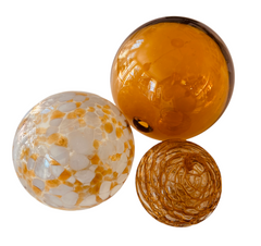 Glass Balls Sphere Set of 3 - Amber Speckled - Worldly Goods Too