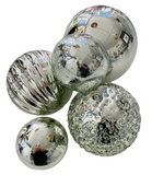 Sphere Set of 5 - Silver Plated GLASS BALLS - Worldly Goods Too