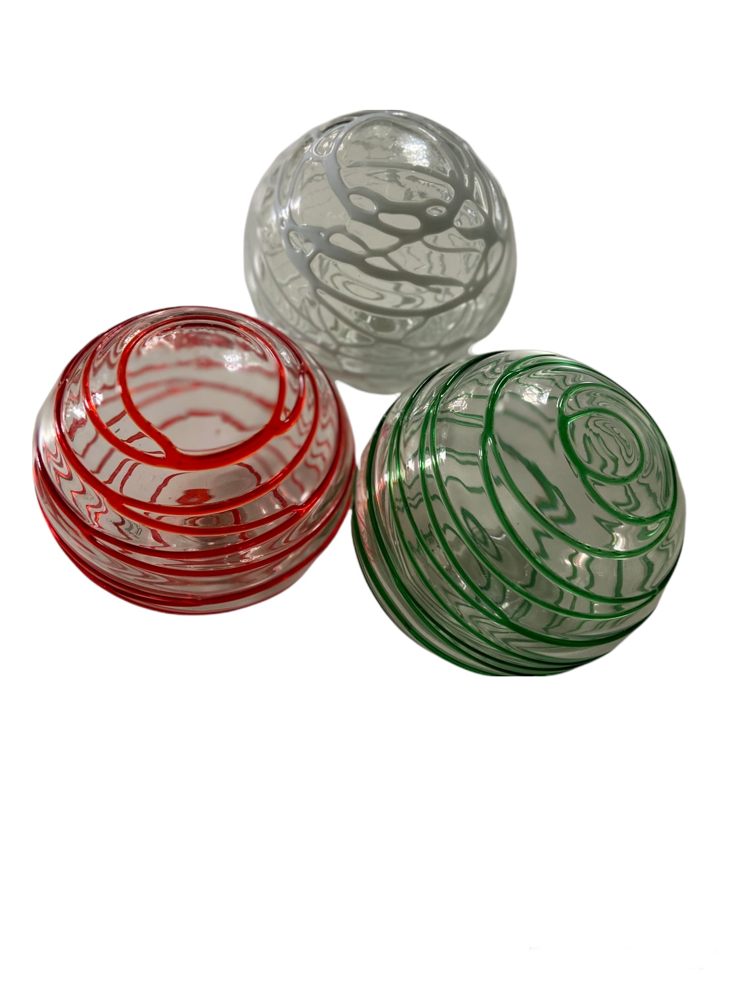 Glass Balls SPHERE SET/3-HOLIDAY THREADS - Worldly Goods Too