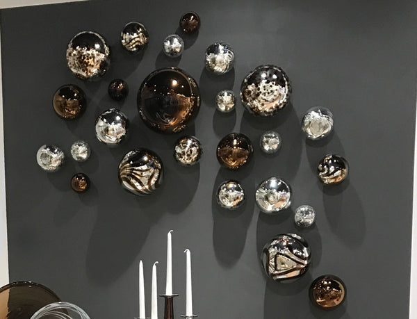 CHOCOLATE PLATED GLASS BALLS Decorative Glass Wall Art - Worldly Goods Too