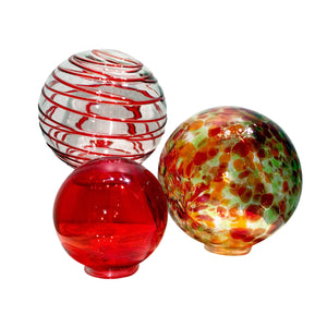 Glass Balls SPHERE SET/3-SCARLET - Worldly Goods Too