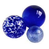 Glass Balls Sphere set of 3 - Cobalt & Denim - Worldly Goods Too