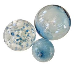 Glass Balls Sphere Set of 3 - Denim Speckled - Worldly Goods Too