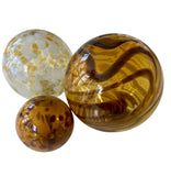 Glass Balls Sphere Set of 3 Tiger - Worldly Goods Too