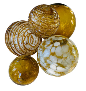 Glass Balls Sphere Set of 5 - Amber - Worldly Goods Too