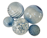 Glass Balls Sphere Set of 5 - Denim Speckled - Worldly Goods Too