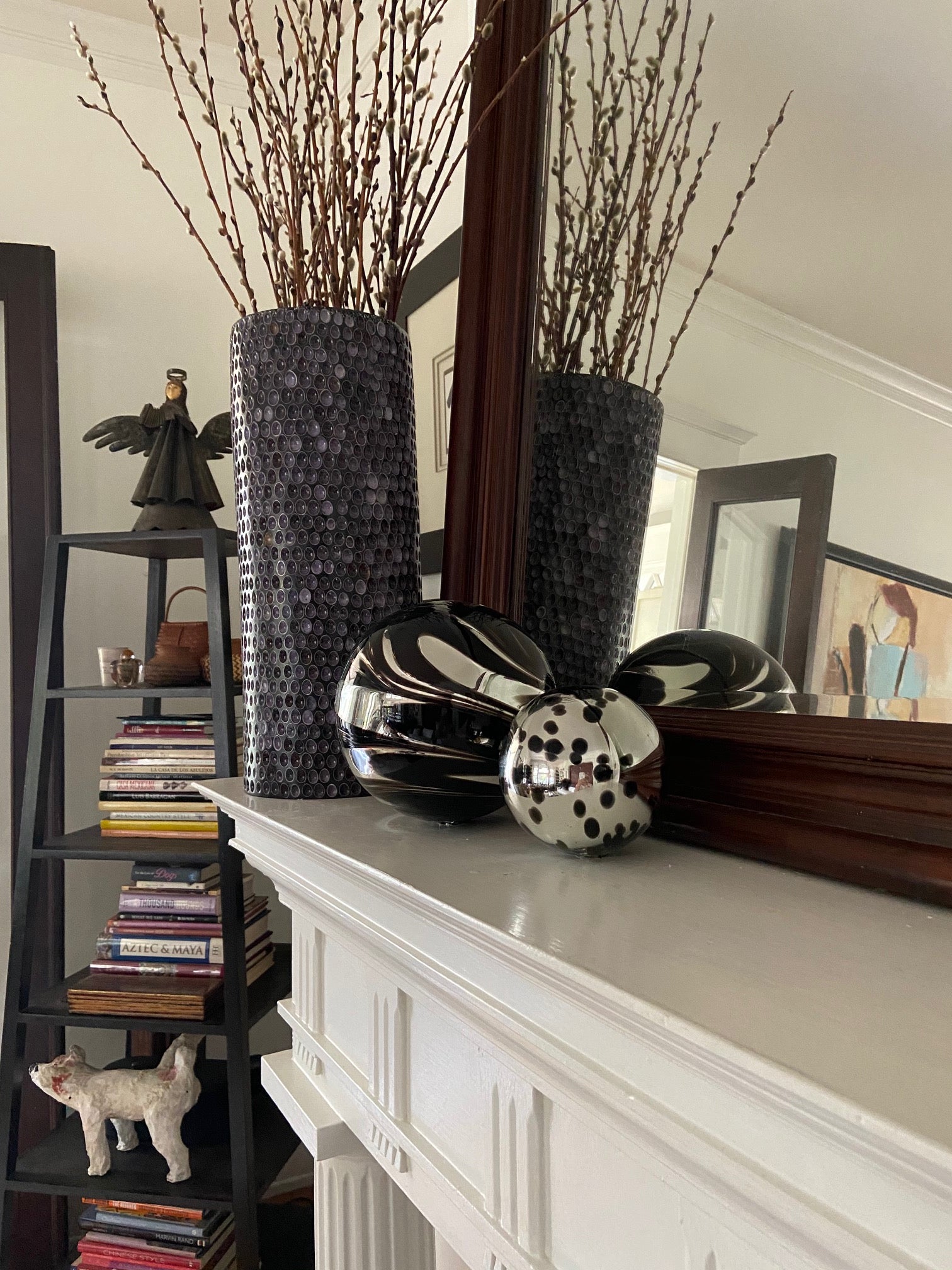 Sphere - 4.5" Silver w/Black Spots - Worldly Goods Too