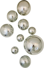 BASIC SILVER GLASS BALLS WALL SPHERES S/9 - Worldly Goods Too