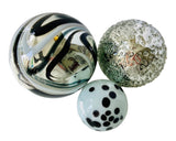 SPHERE SET OF 3-ONYX PLATED GLASS BALLS - Worldly Goods Too