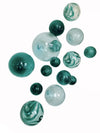 TEAL GLASS BALLS WALL SPHERES-SET/15 - Worldly Goods Too