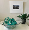 Glass Balls SPHERE SET OF 5-TEAL SWIRL - Worldly Goods Too