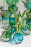 Glass Balls Sphere Set of 5-AQUA SPECKLED - Worldly Goods Too