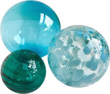 Glass Balls Sphere Set of 3 - Aqua, Sky & Teal - Worldly Goods Too