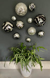 BLACK & SILVER GLASS BALLS WALL SPHERES - Worldly Goods Too