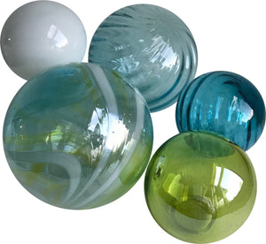 Glass Balls Sphere Set of 5-CHEERFUL - Worldly Goods Too