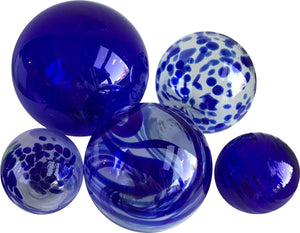 Glass Balls Sphere Set of 5 - COBALT - Worldly Goods Too