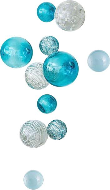 AQUA & WHITE GLASS BALLS Decorative Glass Wall Art - Worldly Goods Too