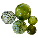 Glass Balls Sphere Set of 5 - Olive - Worldly Goods Too