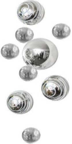 SILVER & WHITE GLASS BALLS Decorative Glass Wall Art S/9 - Worldly Goods Too