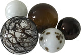 Glass Balls Sphere Set of 5 - Chocolate Cobweb - Worldly Goods Too