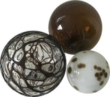 Glass Balls SPHERE SET/3-CHOCOLATE COBWEB - Worldly Goods Too