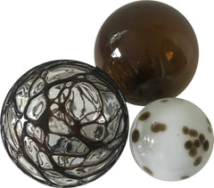 Glass Balls SPHERE SET/3-CHOCOLATE COBWEB - Worldly Goods Too